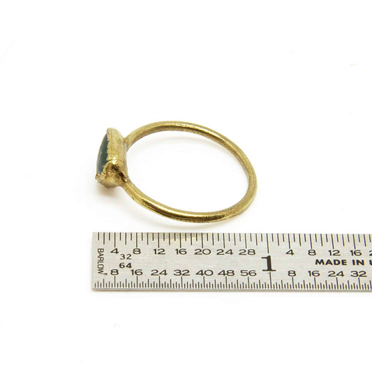 Round Gold Plated Emerald Ring (teal color)