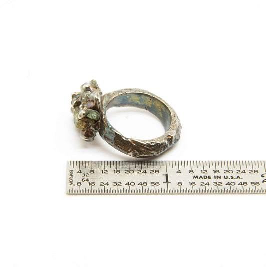 Silver Casted Multiple Montana Sapphires Ring