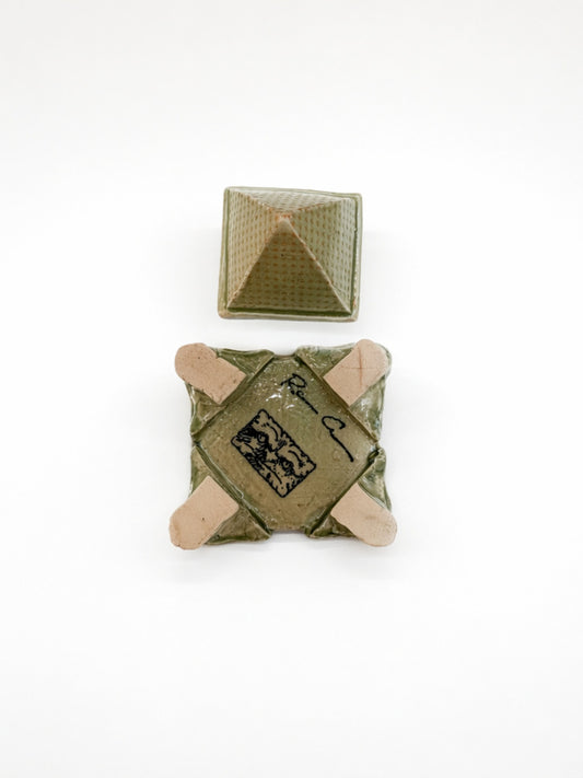 Small Light Green Lidded Box with Pyramid Lid