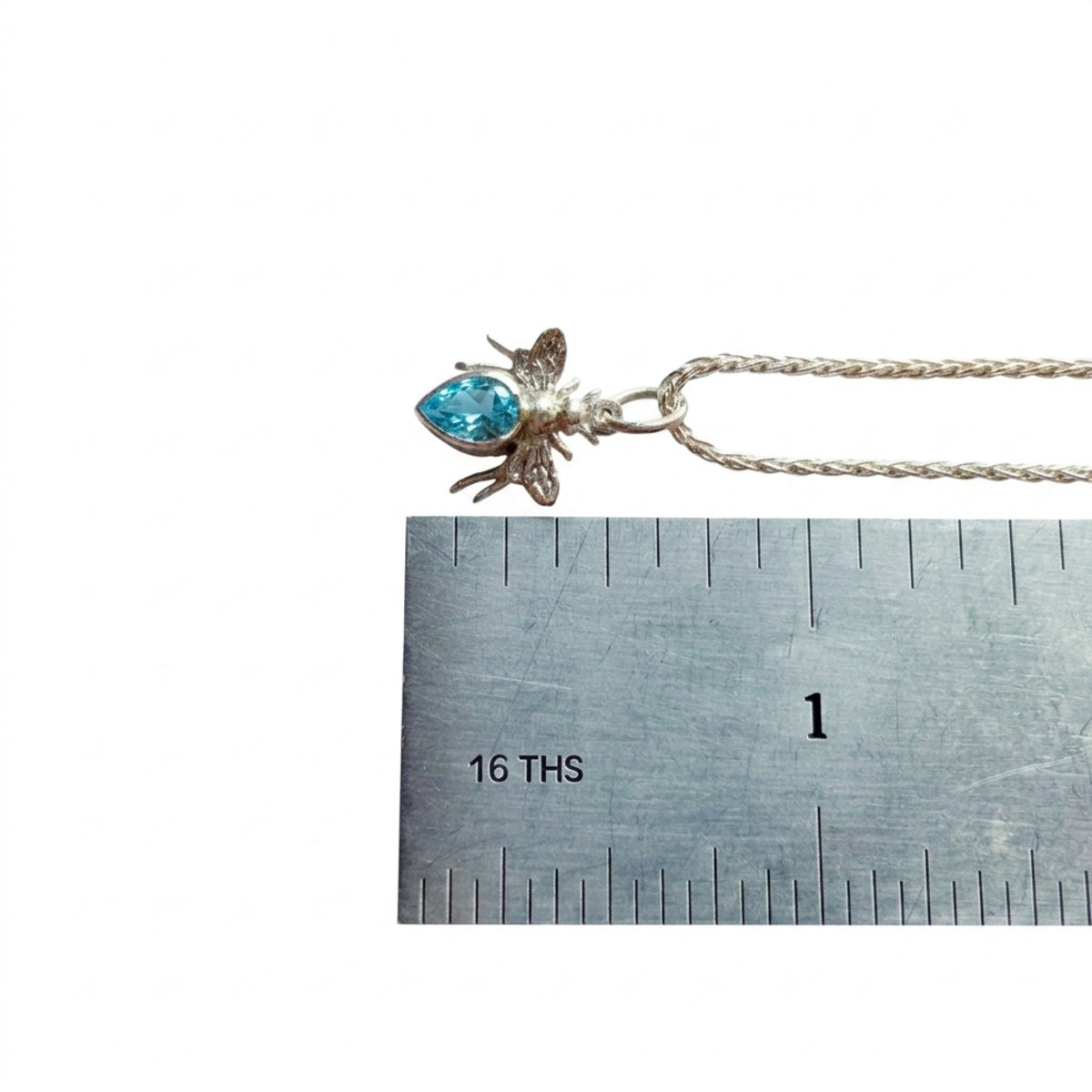 Sterling Bee Charm Pendant (Aqua-Blue)