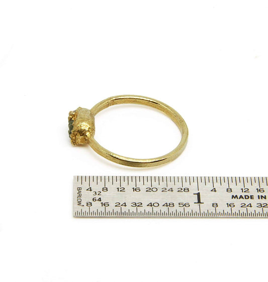 Horizontal Gold Plated Emerald Ring