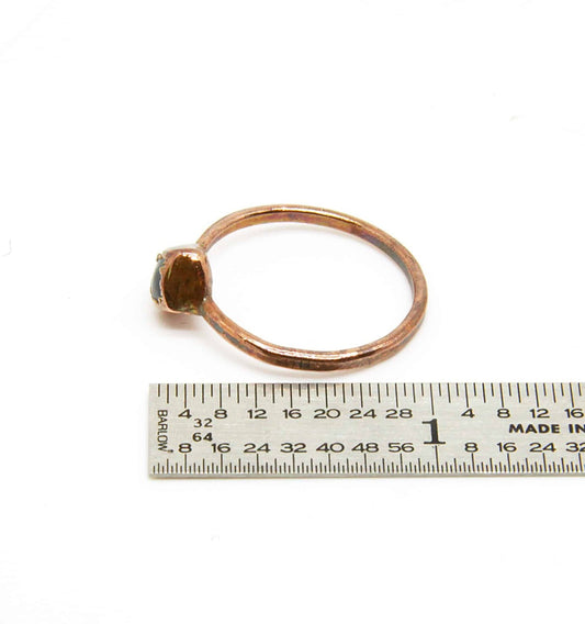 Dark Aquamarine Electroformed Copper Ring