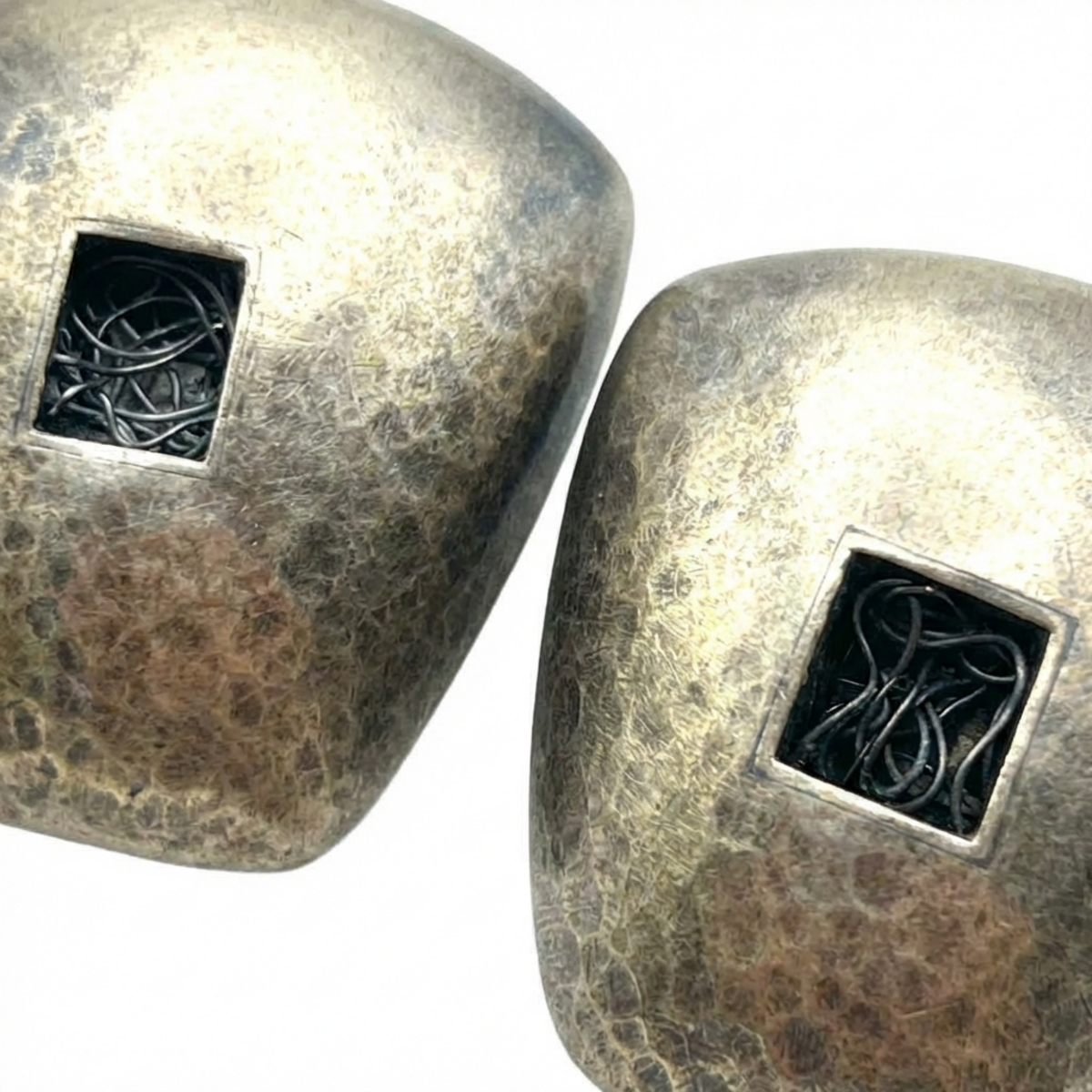 Domed Abstract Sterling Clip on Earrings