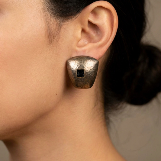 Domed Abstract Sterling Clip on Earrings