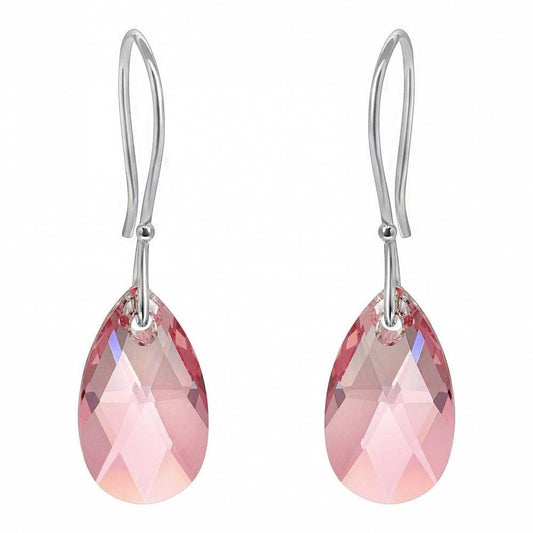 Crystal Briolette Earrings - Crystal Elements Rose Pink