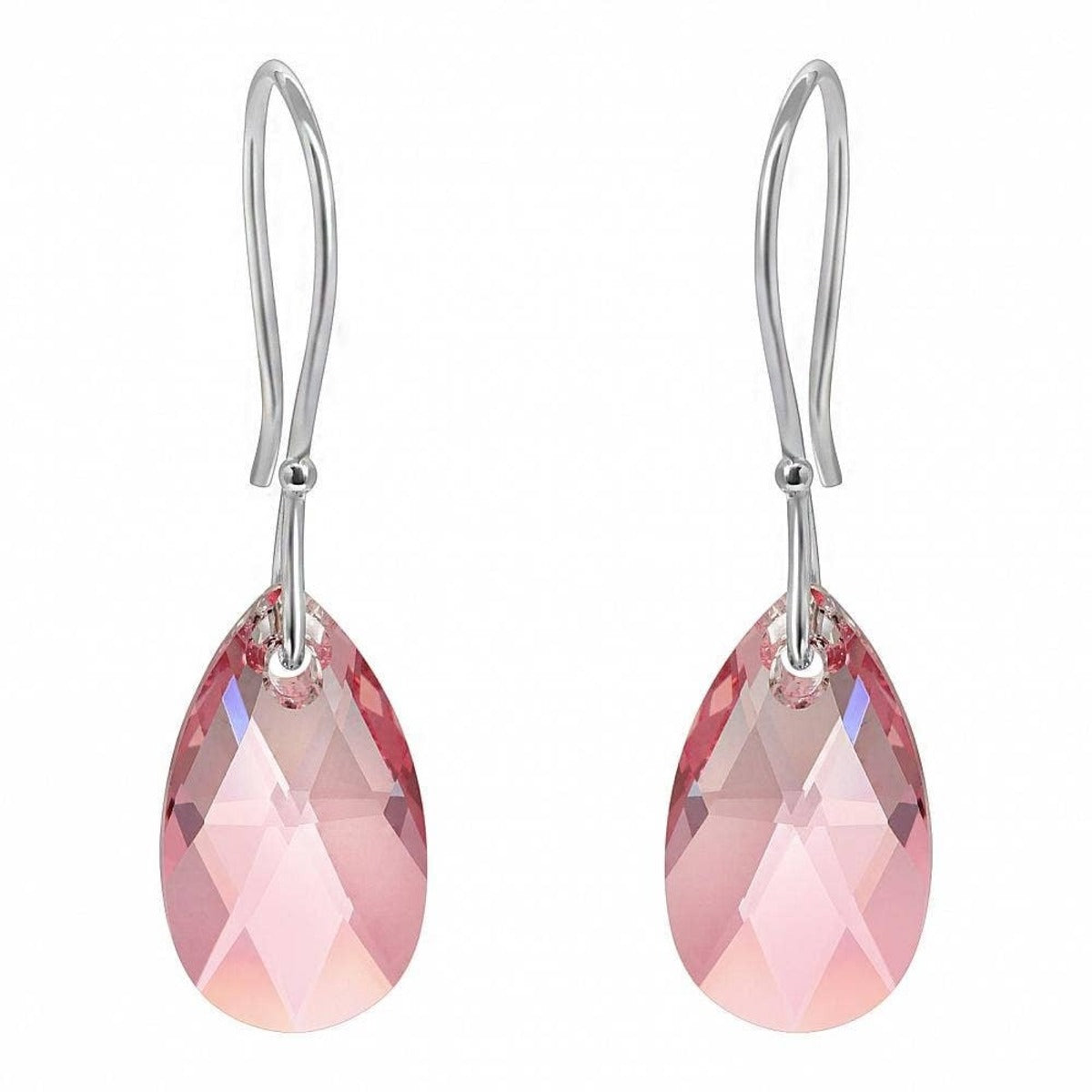 Crystal Briolette Earrings - Crystal Elements Rose Pink