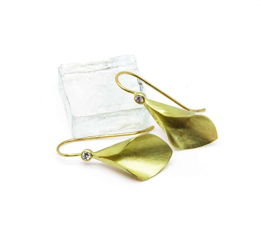 18k Gold Petal Earrings with Diamonds