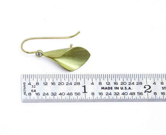 18k Gold Petal Earrings with Diamonds