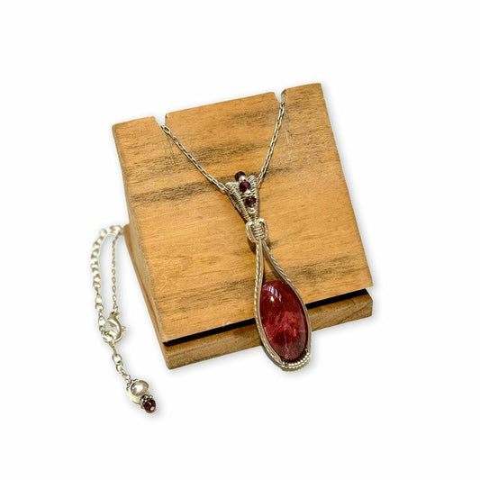 Thulite and Garnet Pendant
