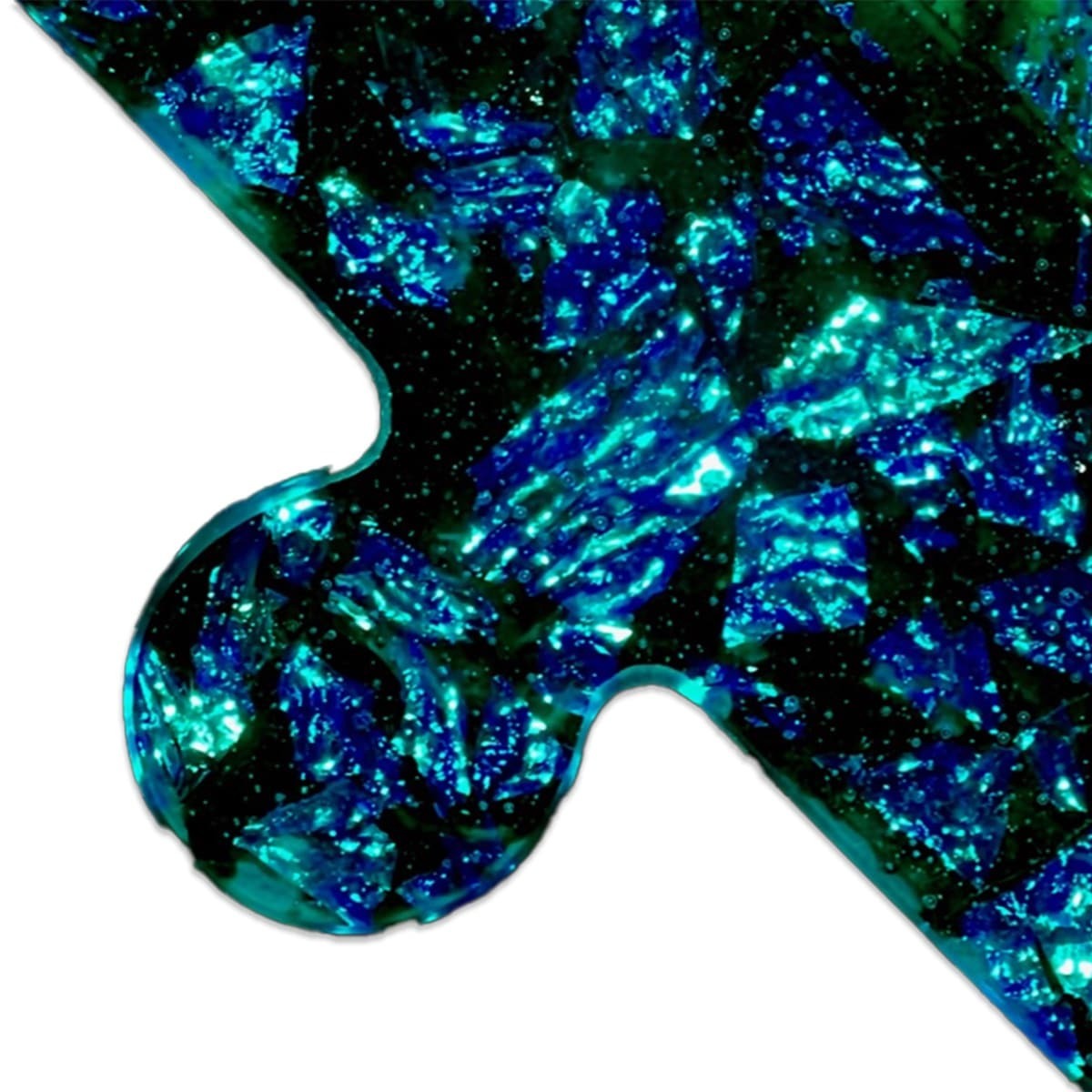 Glass Puzzle Piece Dichroic Green/Blue P65222