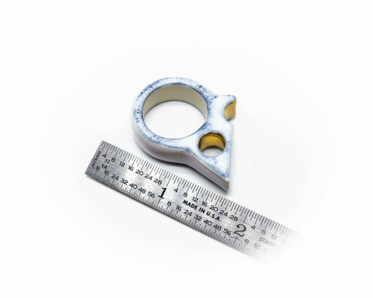 Porcelain Geometric Ring with Gold Luster