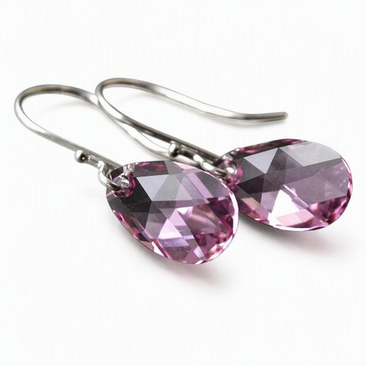 Purple Haze Crystal Briolette Earrings
