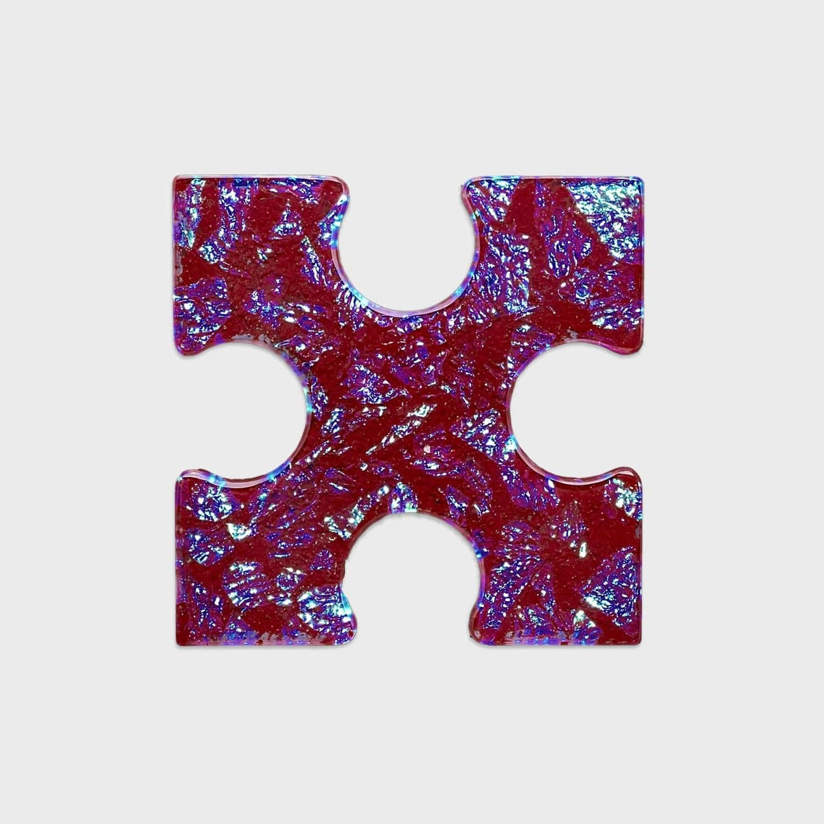 Glass Puzzle Piece Dichroic Red P65221