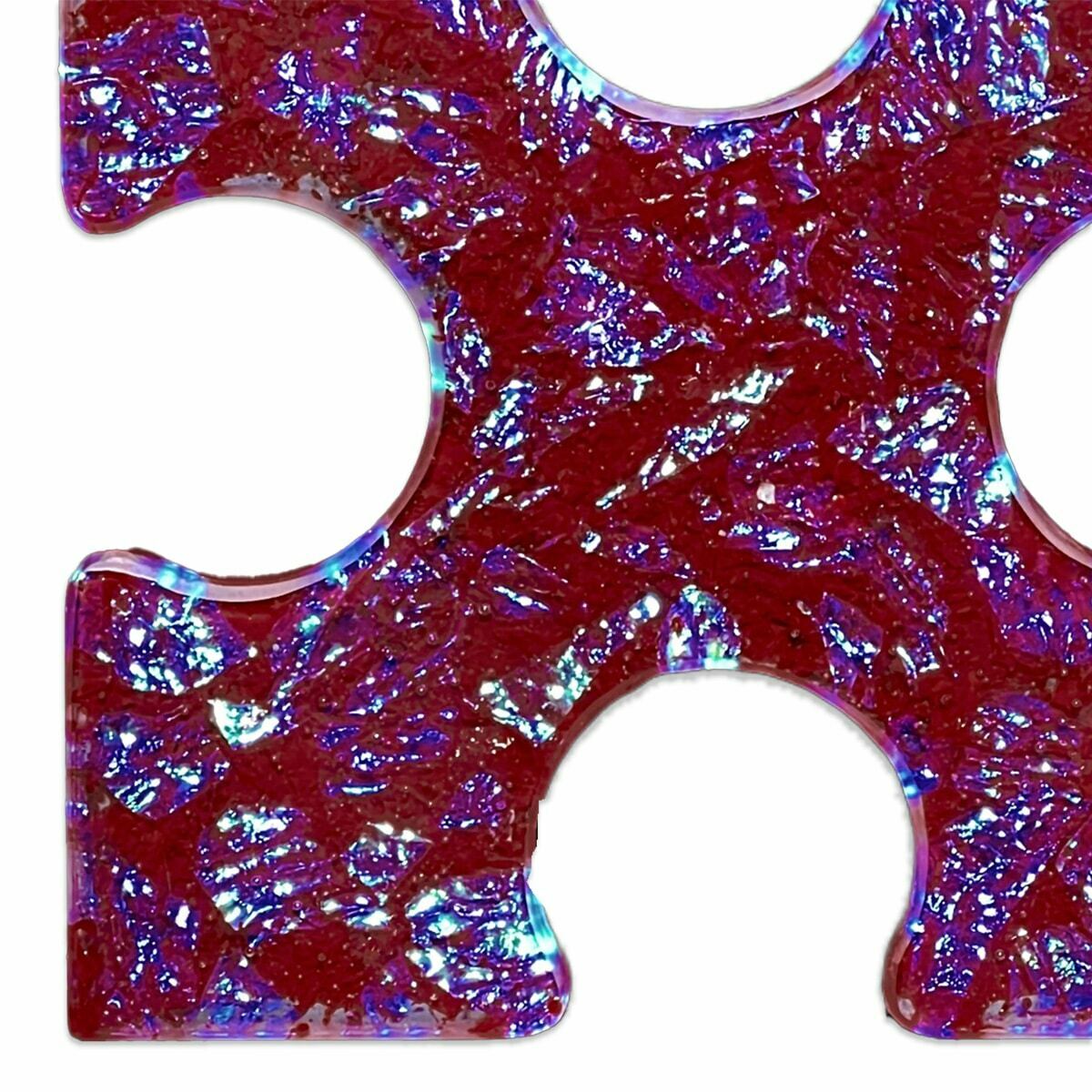 Glass Puzzle Piece Dichroic Red P65221
