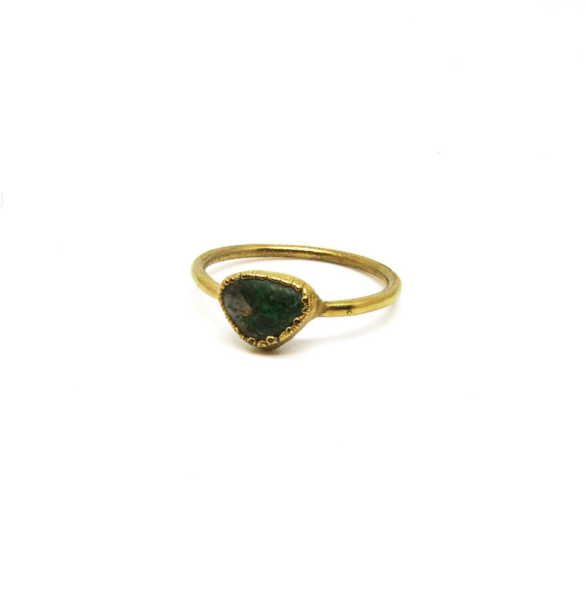 Round Gold Plated Emerald Ring (teal color)