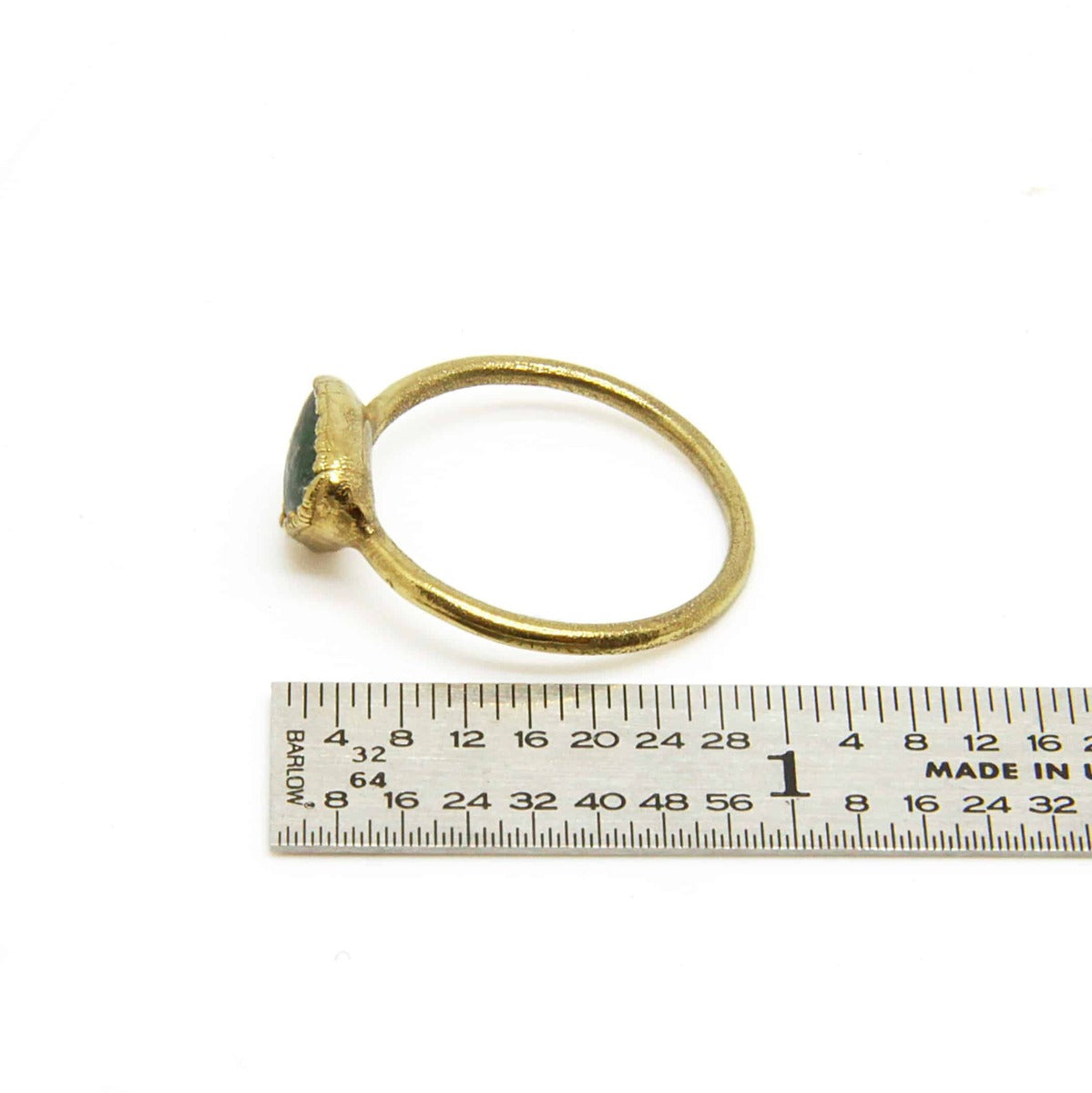Round Gold Plated Emerald Ring (teal color)