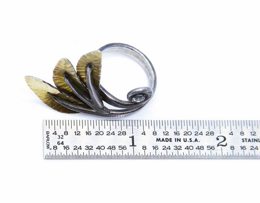 Sterling and 22k Gold Wing Ring with Diamond