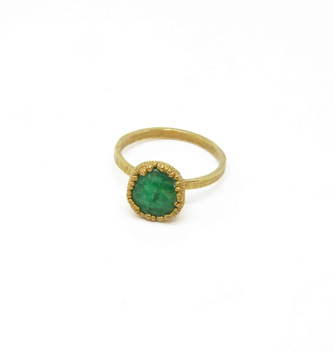 Round Gold Plated Emerald Ring