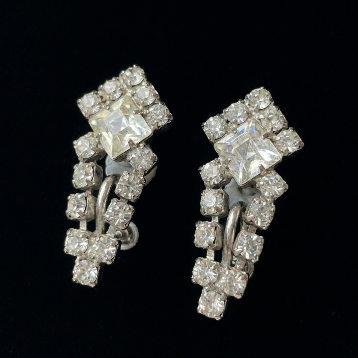 Sparkly Deco Screw on Earrings