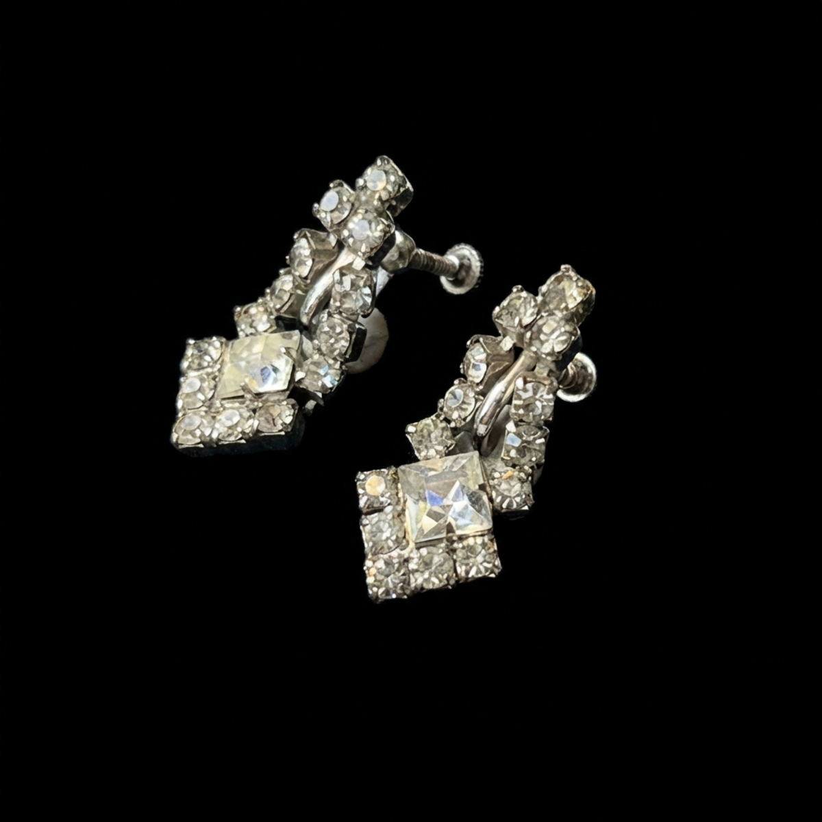 Sparkly Deco Screw on Earrings