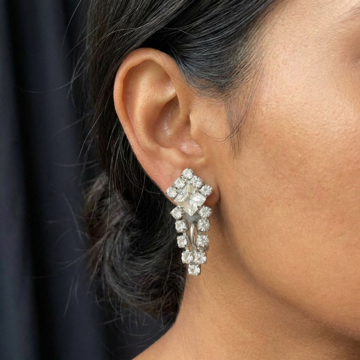 Sparkly Deco Screw on Earrings