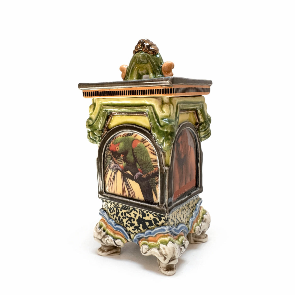 Bird and Female Lidded Container