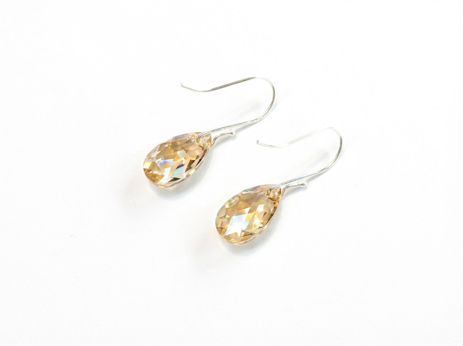 Crystal Briolette Earrings - Crystal Elements Golden Shadow