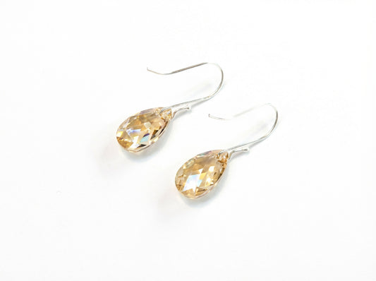 Crystal Briolette Earrings - Crystal Elements Golden Shadow