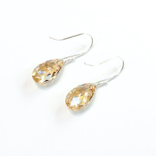Crystal Briolette Earrings - Crystal Elements Golden Shadow