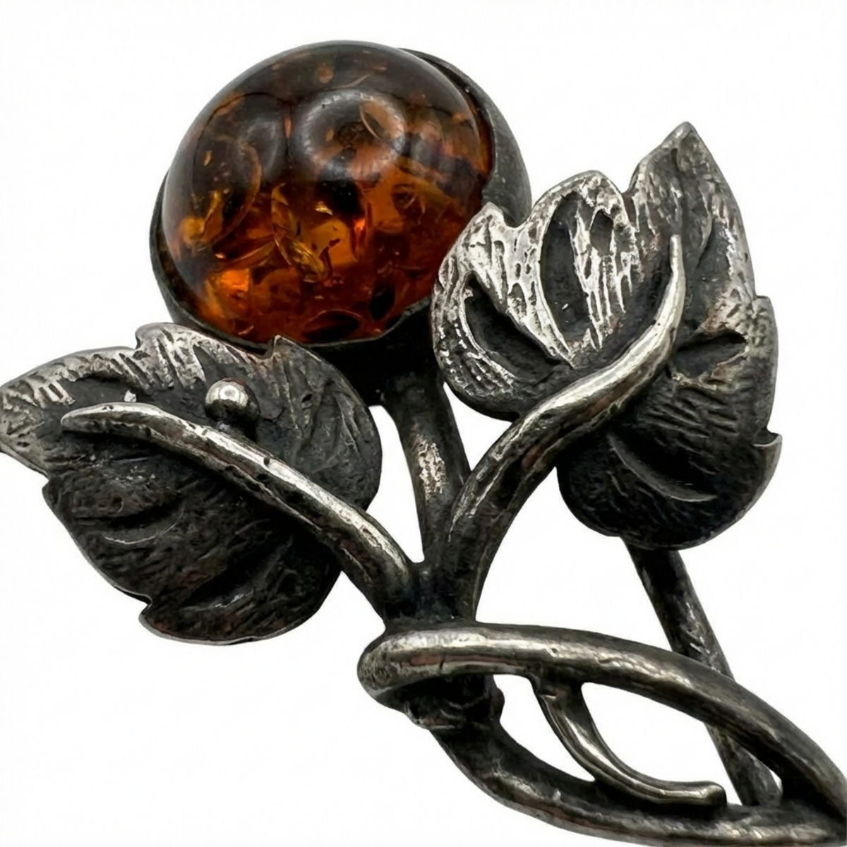 Dainty Sterling & Amber Berry Pin