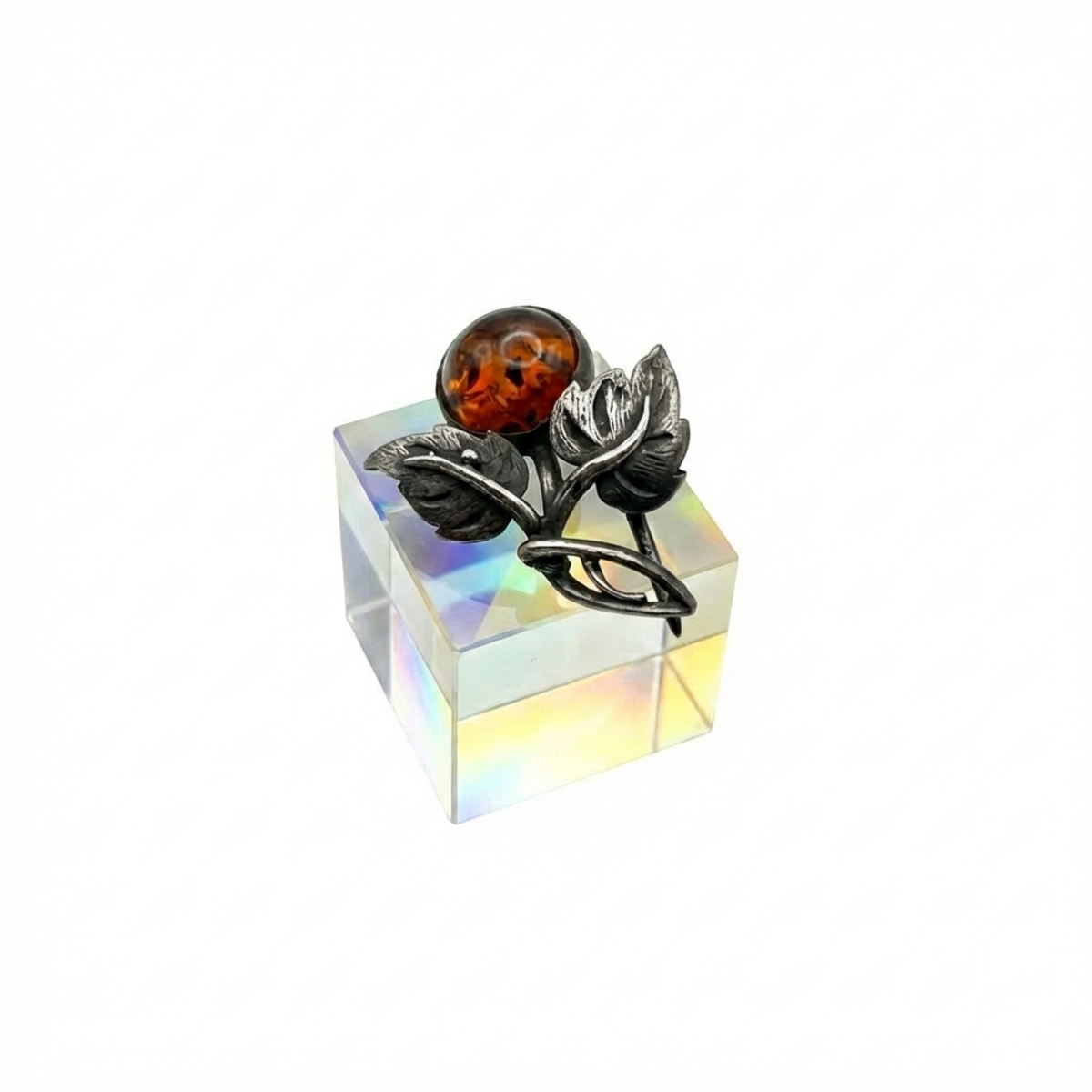 Dainty Sterling & Amber Berry Pin