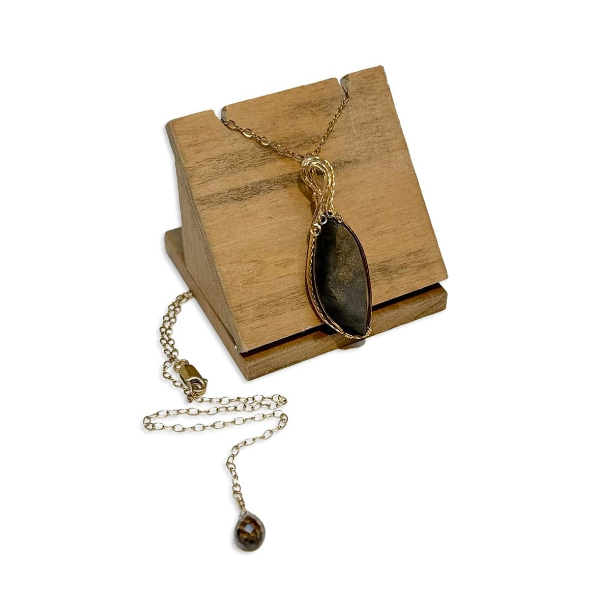 Black and Gold Quartz Druzy Pendant