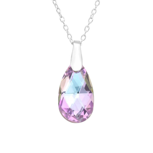 Silver Small Moondrop Necklace - Vitral Purple
