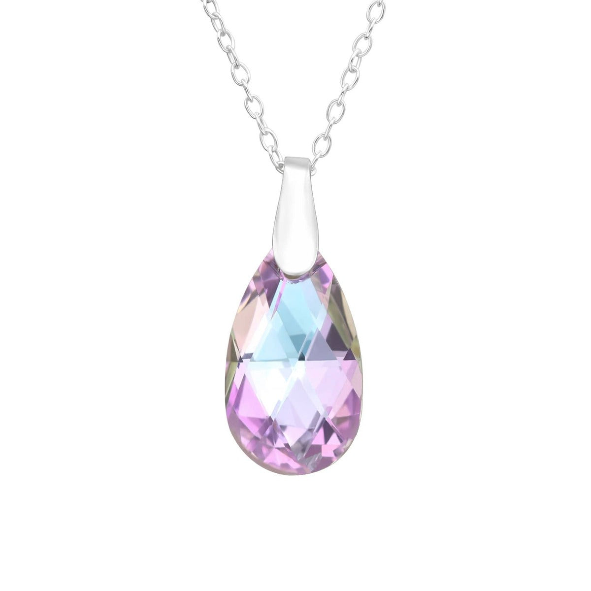 Silver Small Moondrop Necklace - Vitral Purple