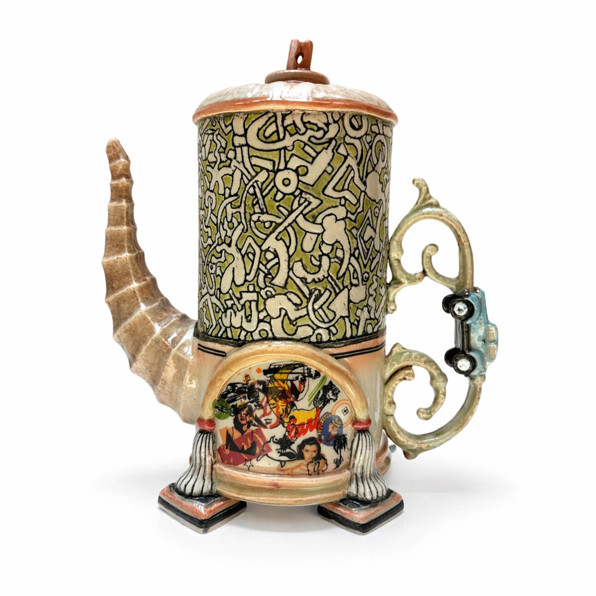 Mint Green Tea Pot with Clothespin Lid