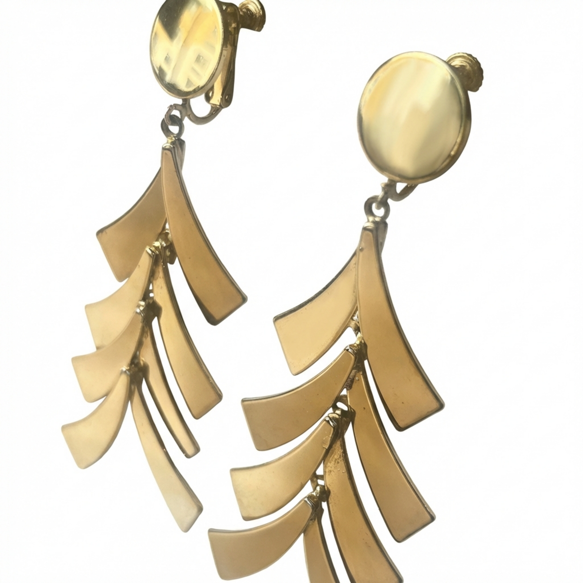 1960's Vintage Plated Gold Tone Clip On Earrings
