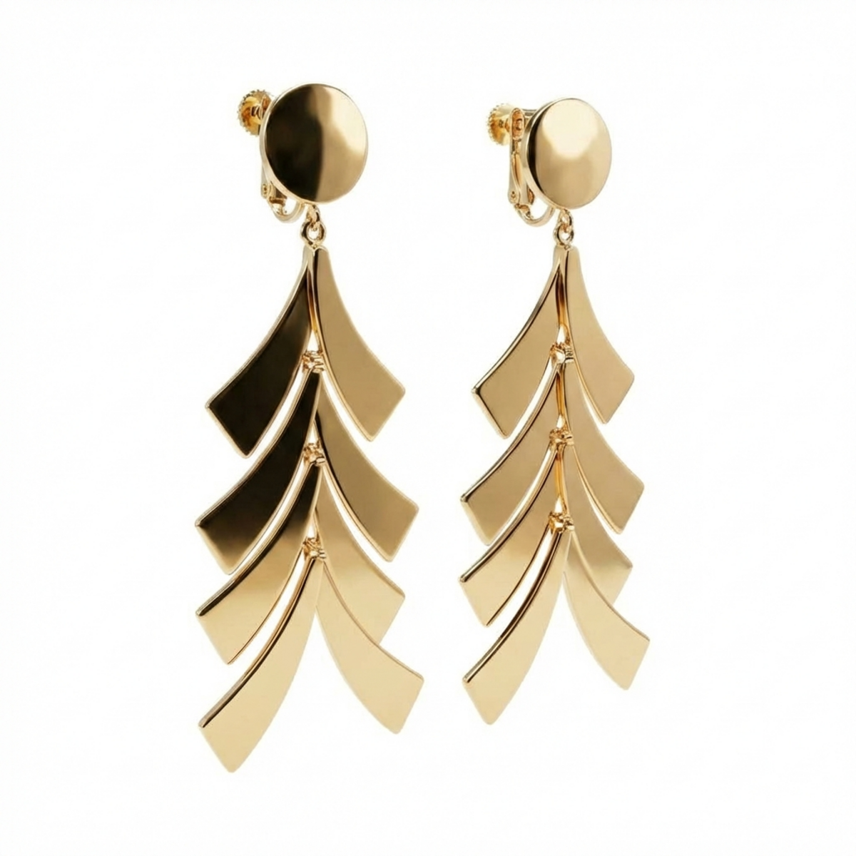 1960's Vintage Plated Gold Tone Clip On Earrings