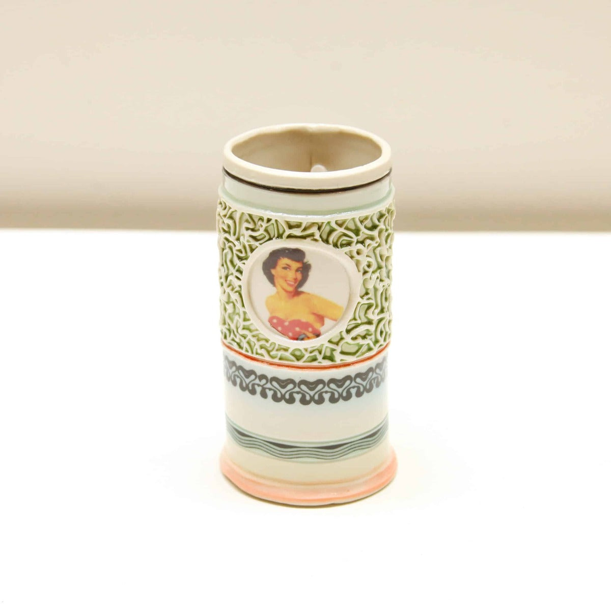 Red Bathing Suit Lady Cup with Gray Handle