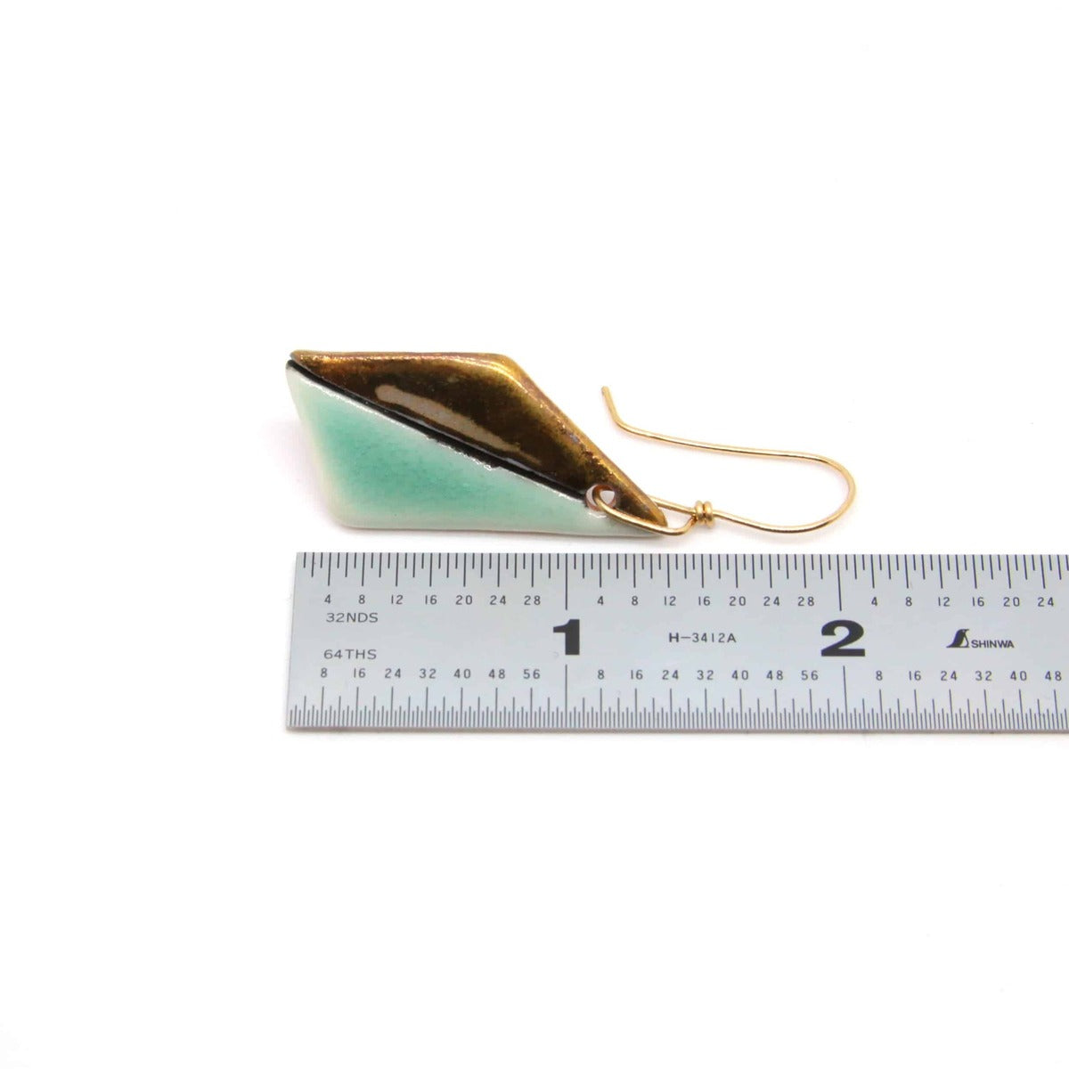 Porcelain Dangle Earring with Gold Luster (turquoise, gold)