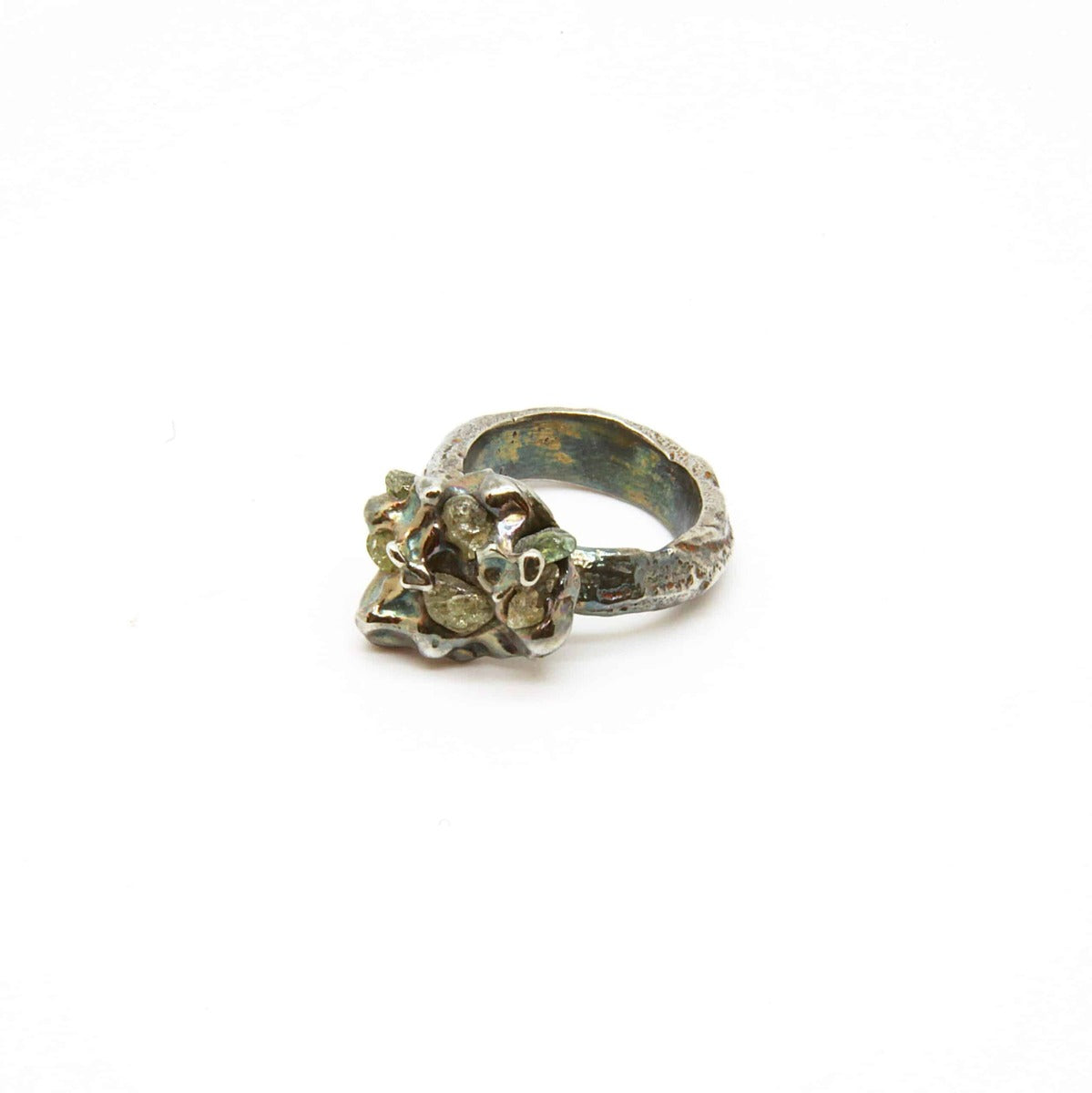 Silver Casted Multiple Montana Sapphires Ring