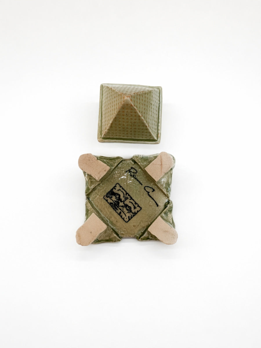 Small Light Green Lidded Box with Pyramid Lid