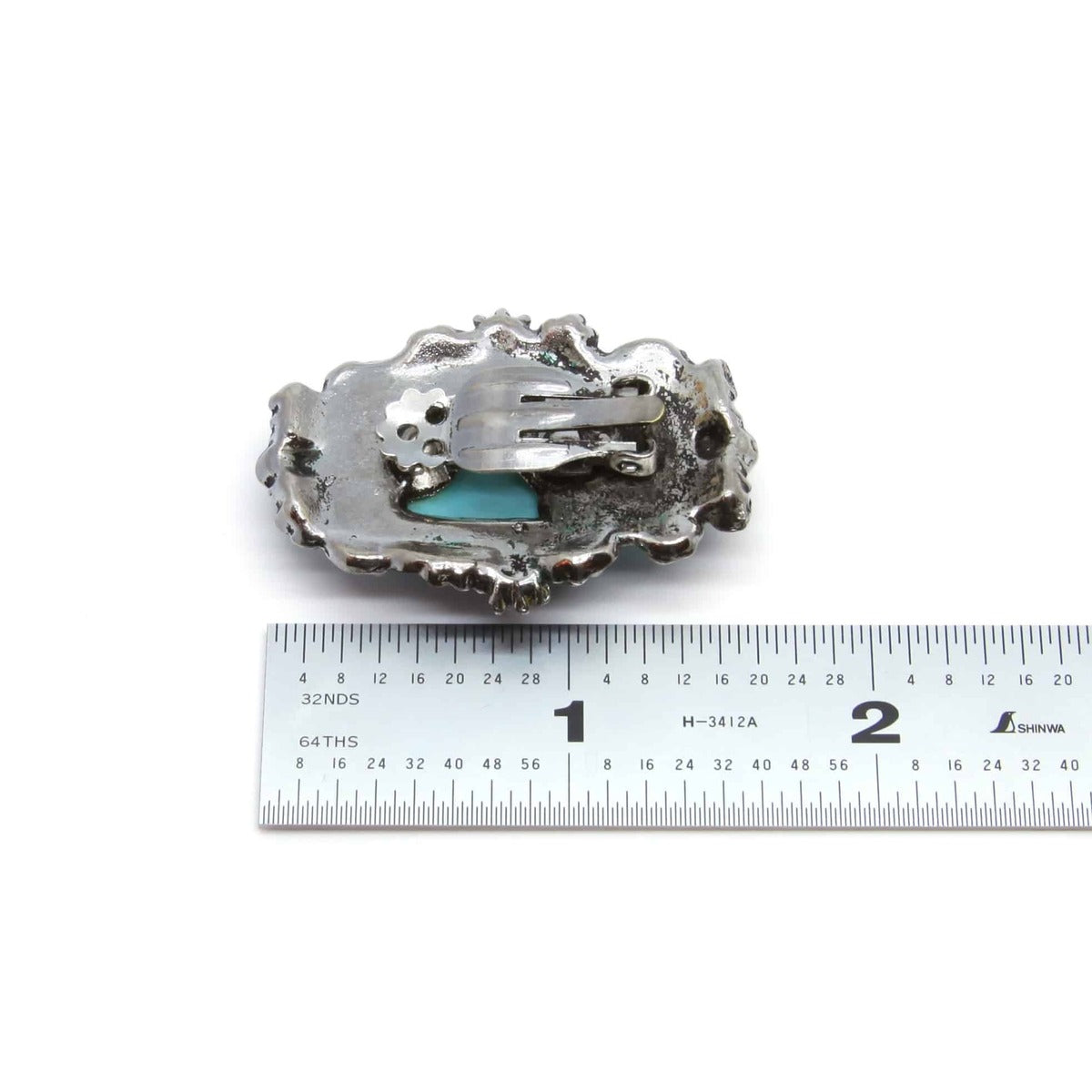 Vintage Turquoise and Silver Clip On Earrings