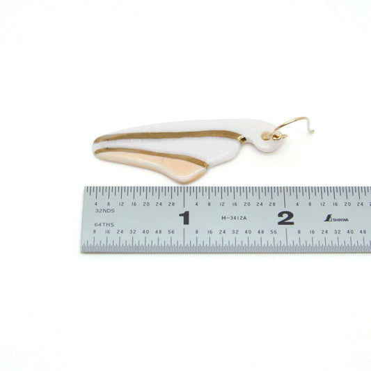 Porcelain Dangle Earring with Gold Luster (pink, white deco)