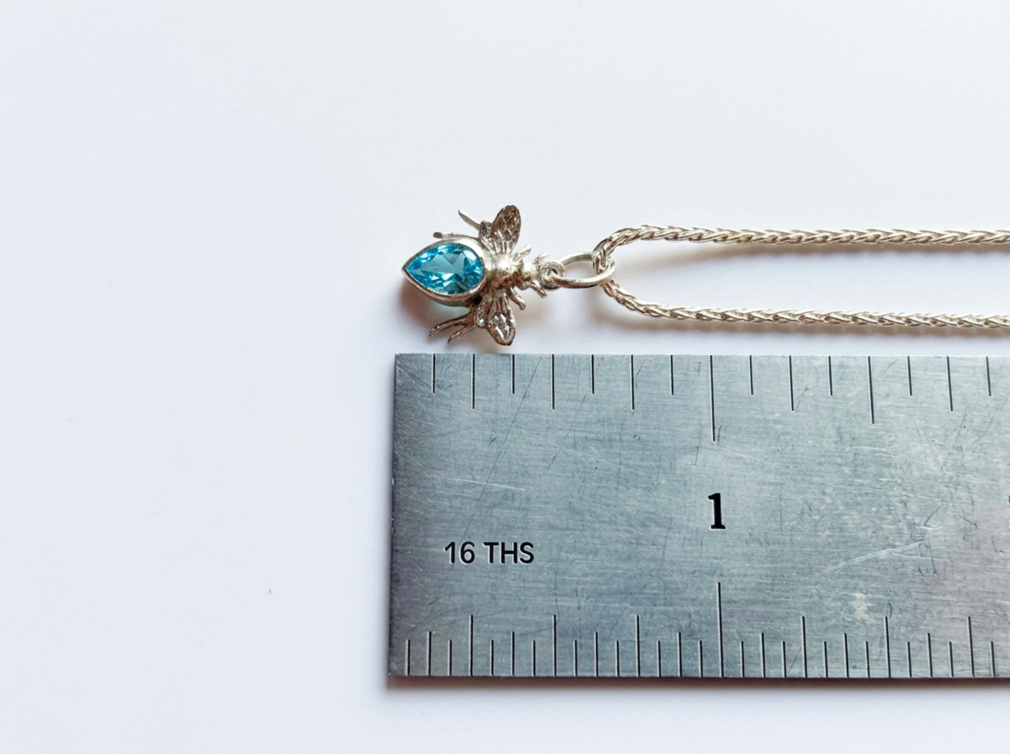 Sterling Bee Charm Pendant (Aqua-Blue)