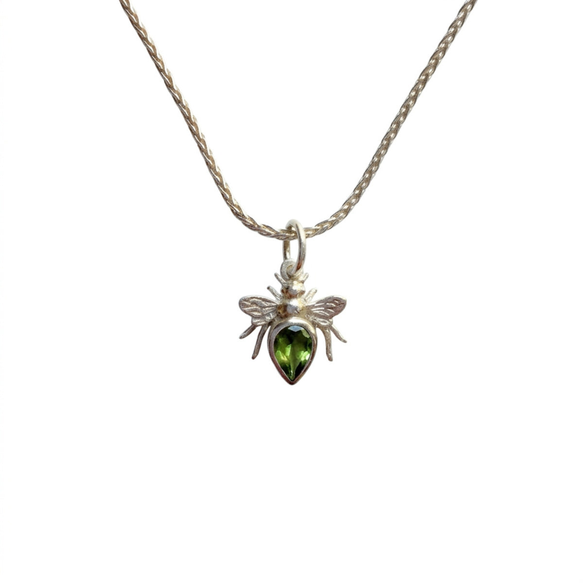Sterling Bee Charm Pendant (Green)