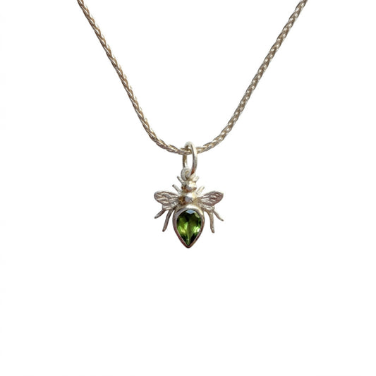 Sterling Bee Charm Pendant (Green)