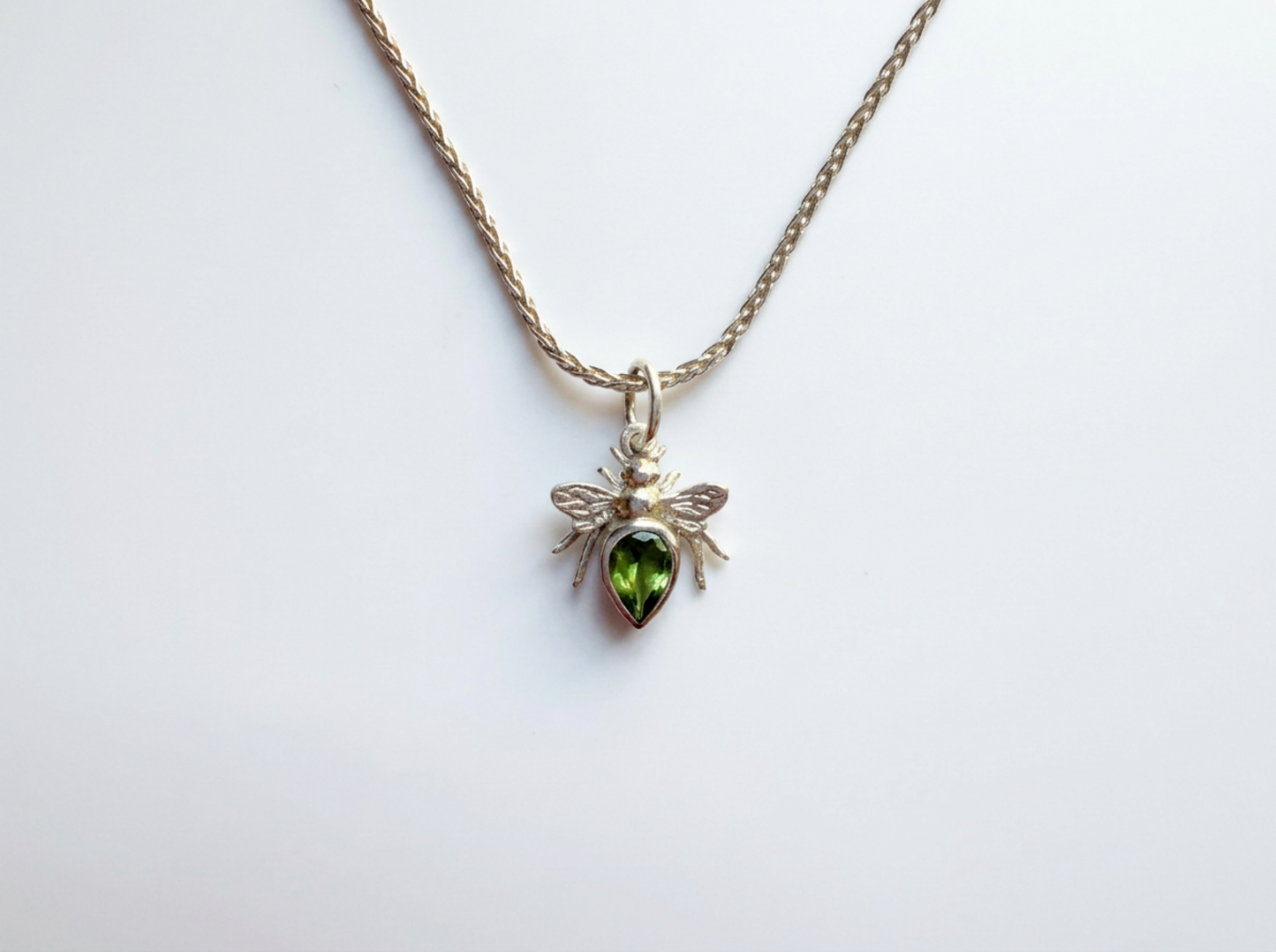 Sterling Bee Charm Pendant (Green)