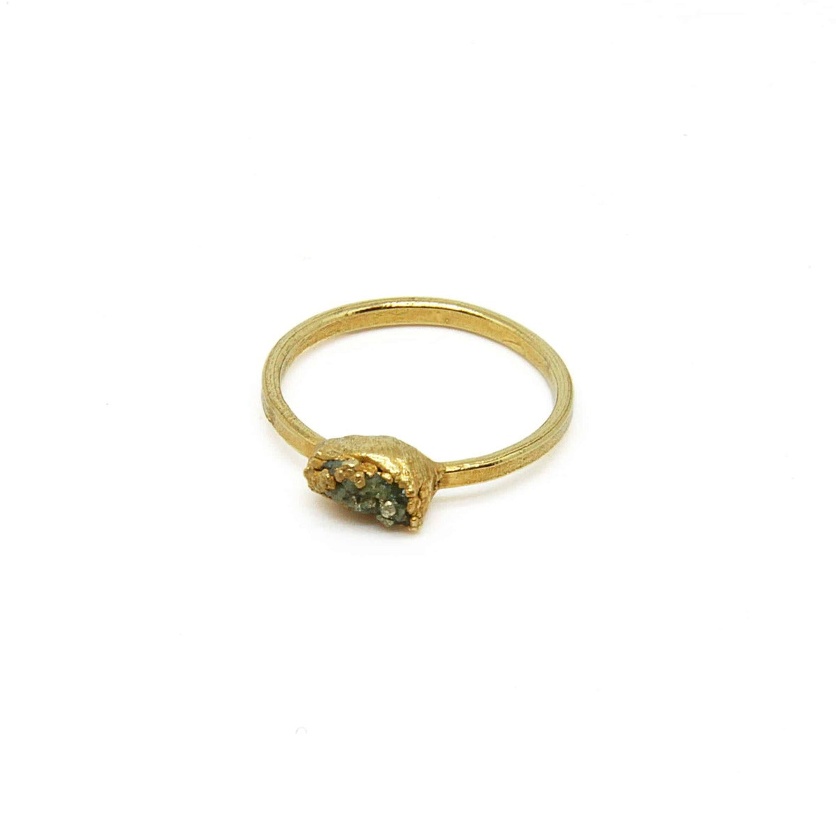Horizontal Gold Plated Emerald Ring