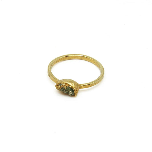 Horizontal Gold Plated Emerald Ring
