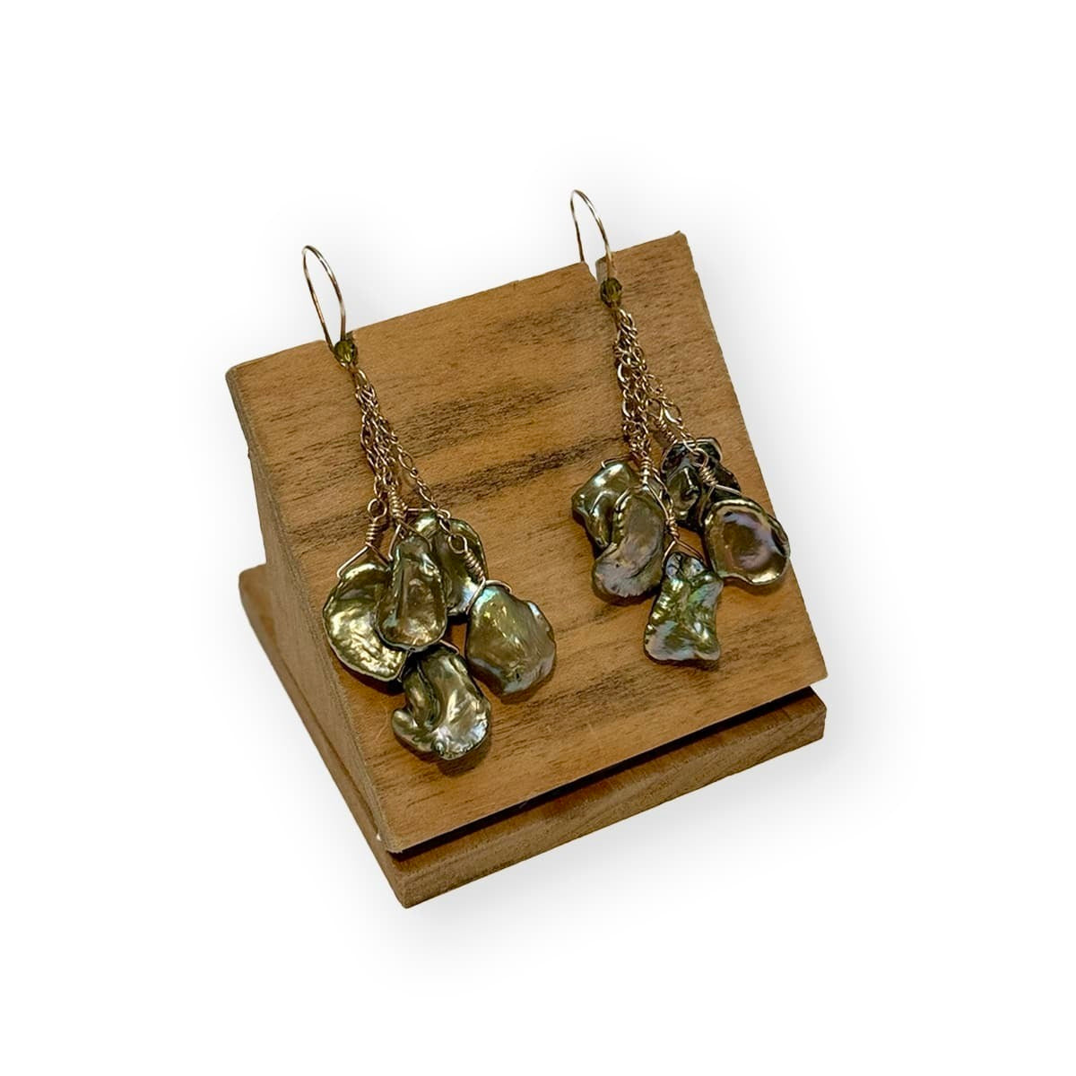 Green Keshi Pearl Earrings